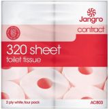 Toilet Roll Traditional Contract White 2 Ply 320 Sheet - Jangro